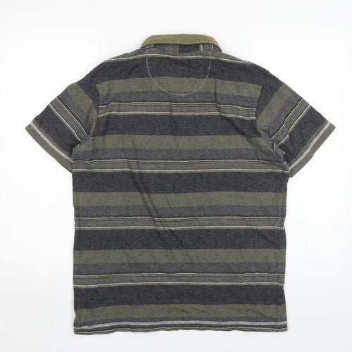 Billabong Men's Grey Striped Polo, Size L, Slim Fit