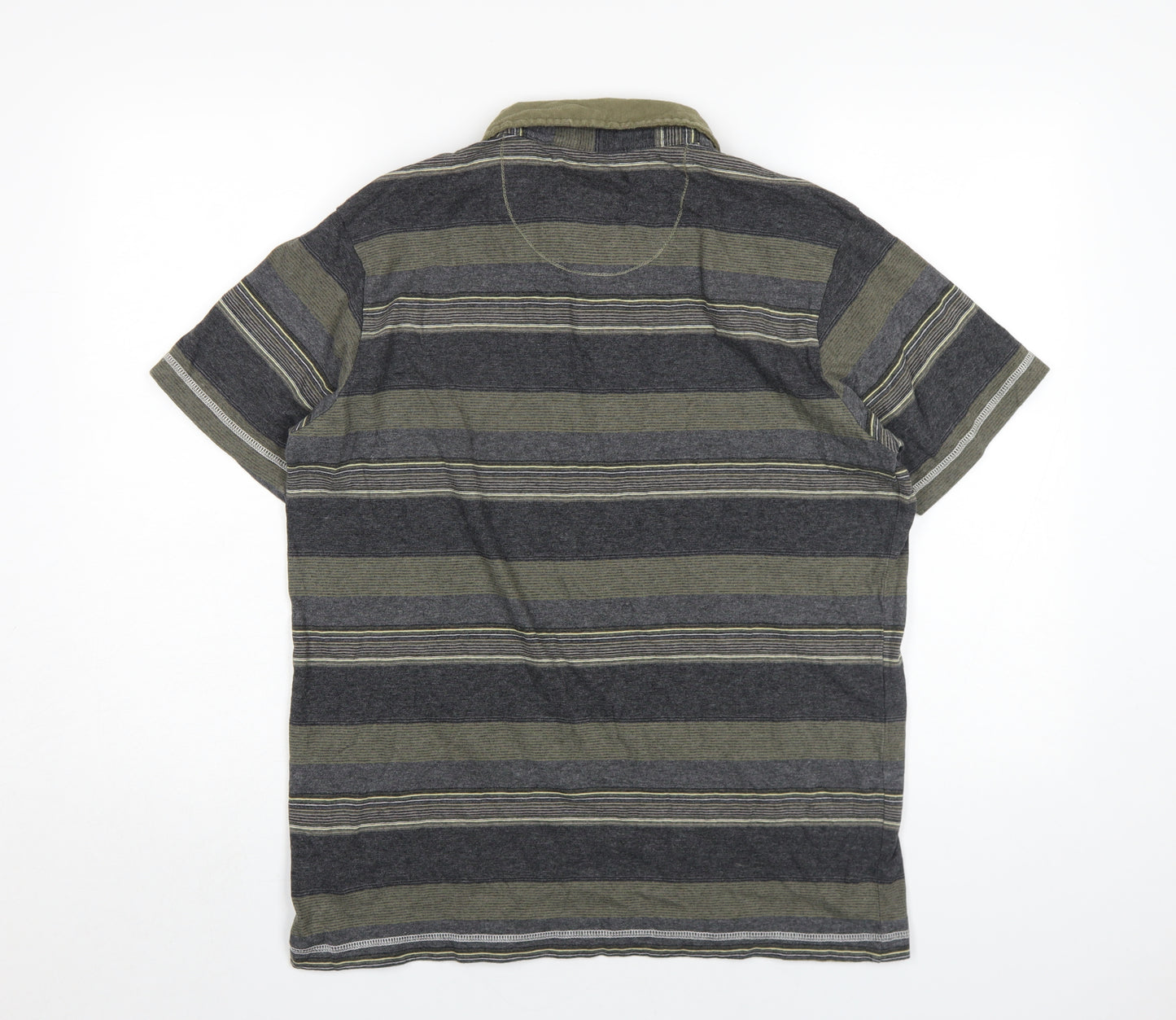 Billabong Men's Grey Striped Polo, Size L, Slim Fit