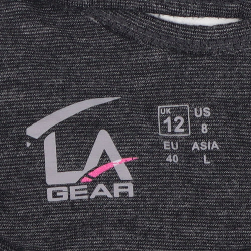 LA Gear Women's Black V-Neck Cropped T-Shirt Size 12