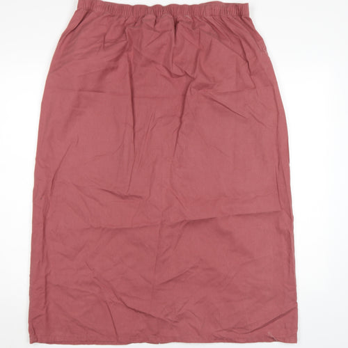 Orvis Women's Pink Midi Skirt Size 14 Button Casual