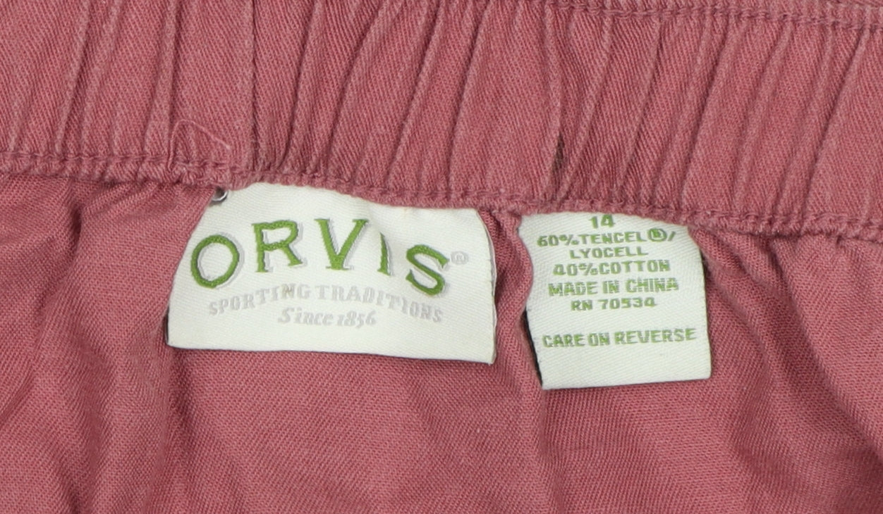 Orvis Women's Pink Midi Skirt Size 14 Button Casual