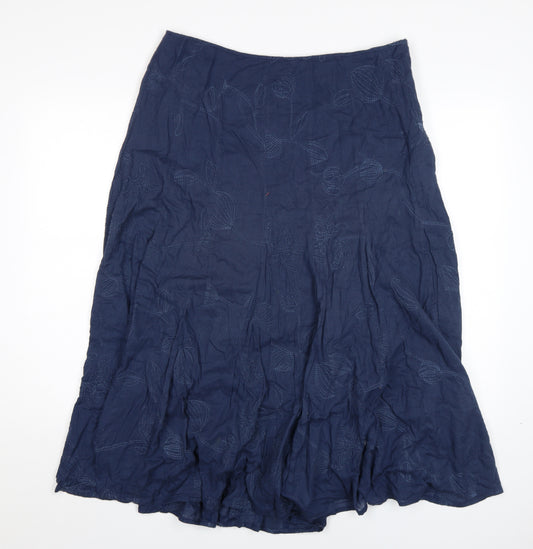 Monsoon Women's Blue Cotton Floral Skirt Size 14