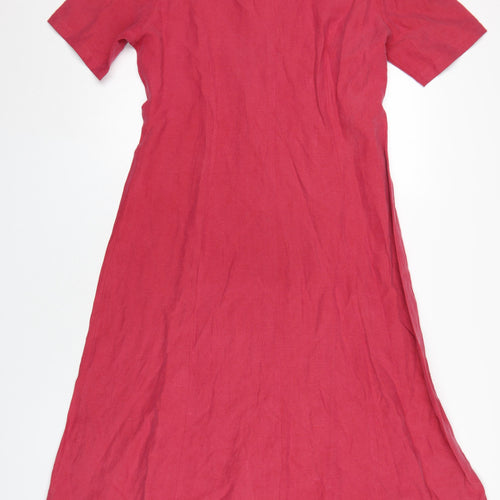 Selective Women's Red Silk Linen Shirt Dress Size 14