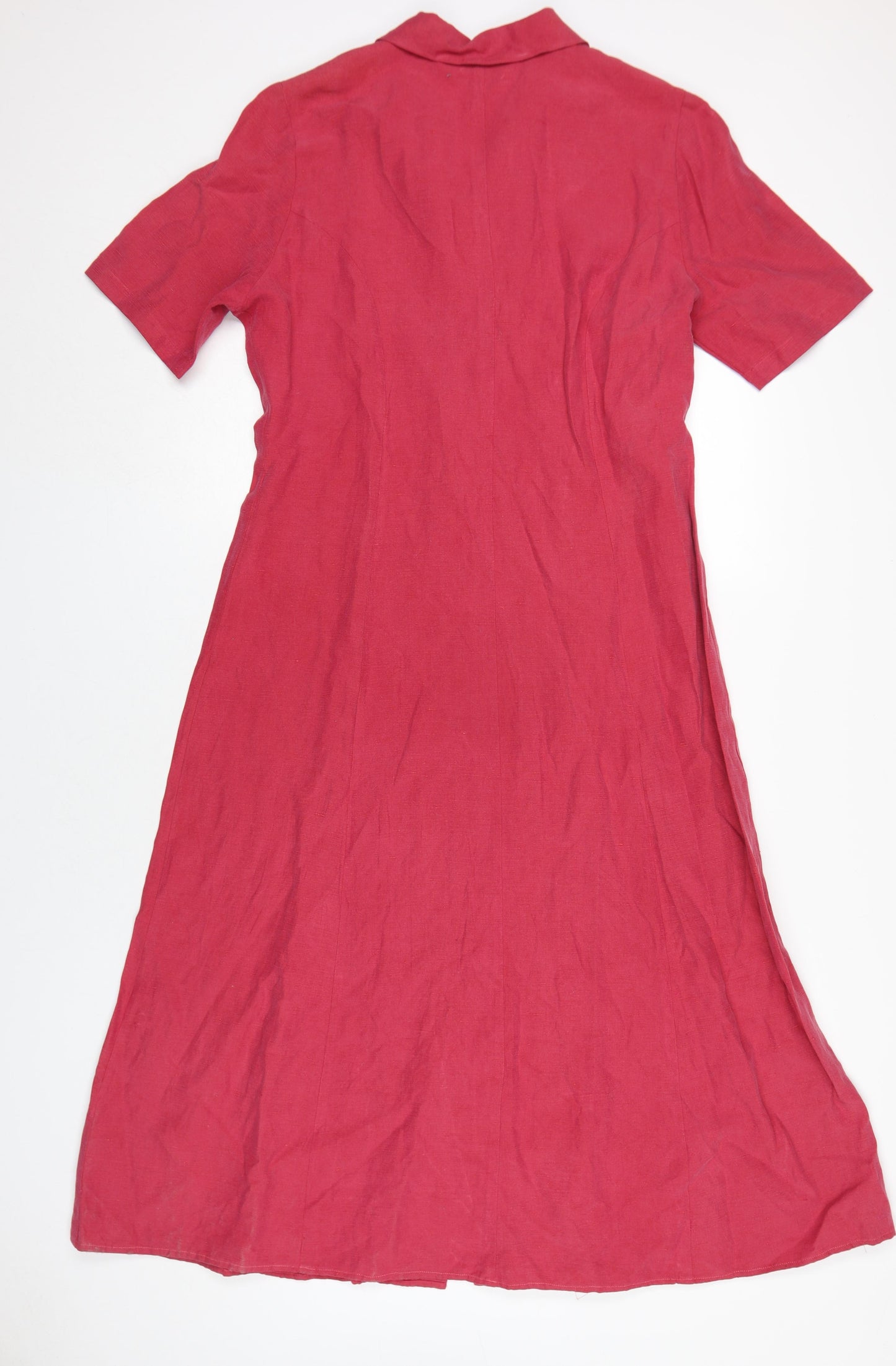 Selective Women's Red Silk Linen Shirt Dress Size 14