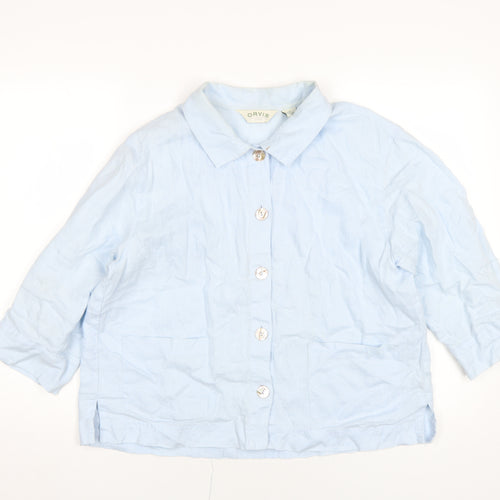 Orvis Women's Blue Linen Button-Up, Size M, Spring Style