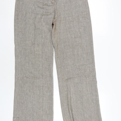 Phase Eight Women's Beige Wide-Leg Linen Trousers Size 10