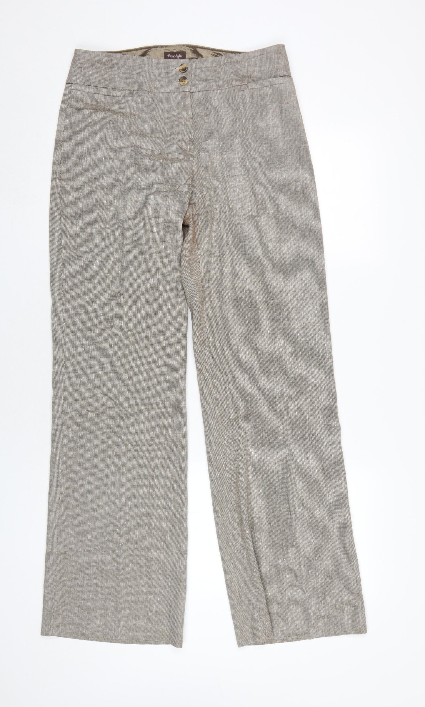 Phase Eight Women's Beige Wide-Leg Linen Trousers Size 10