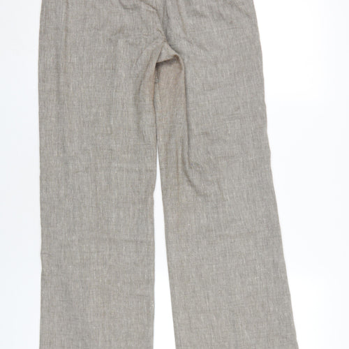 Phase Eight Women's Beige Wide-Leg Linen Trousers Size 10