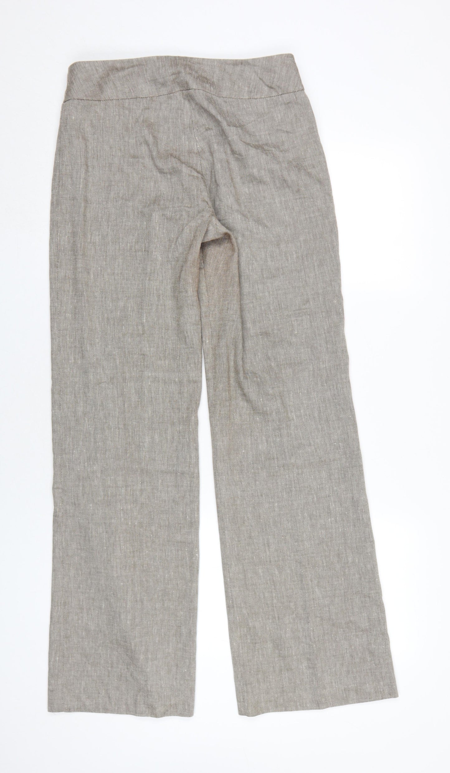 Phase Eight Women's Beige Wide-Leg Linen Trousers Size 10