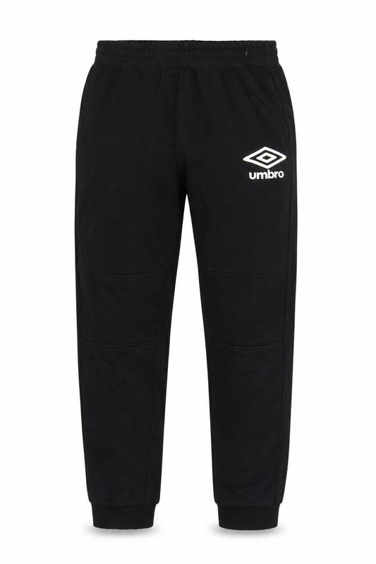 Front view of Umbro boys’ black joggers, medium, sports style