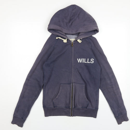 Jack Wills Women's Blue Full Zip Hoodie Size 8