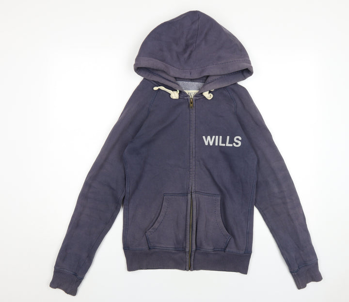 Jack Wills Women's Blue Full Zip Hoodie Size 8
