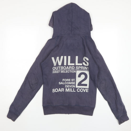 Jack Wills Women's Blue Full Zip Hoodie Size 8