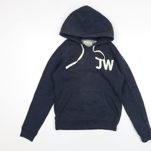 Jack Wills Women's Blue Hoodie UK 8, Logo Graphic Print
