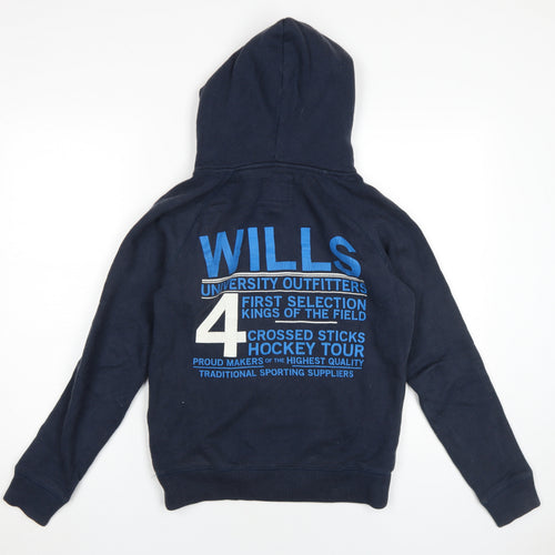 Jack Wills Women's Blue Hoodie UK 8, Logo Graphic Print
