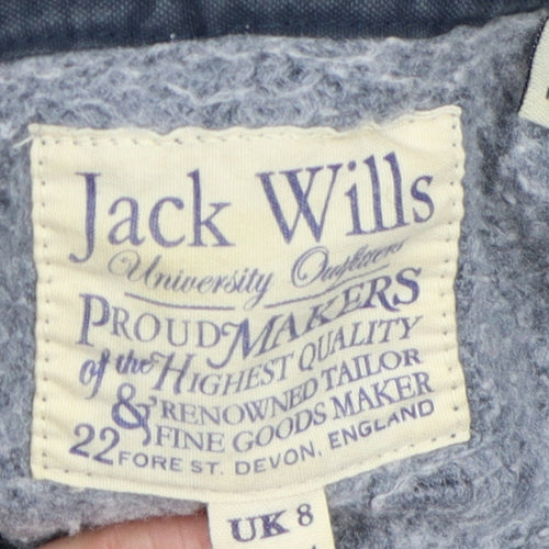 Jack Wills Women's Blue Hoodie UK 8, Logo Graphic Print