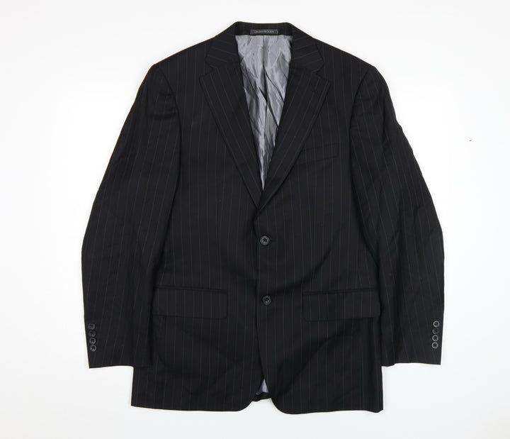 Greenwoods Men's Black Striped Suit Jacket 38R