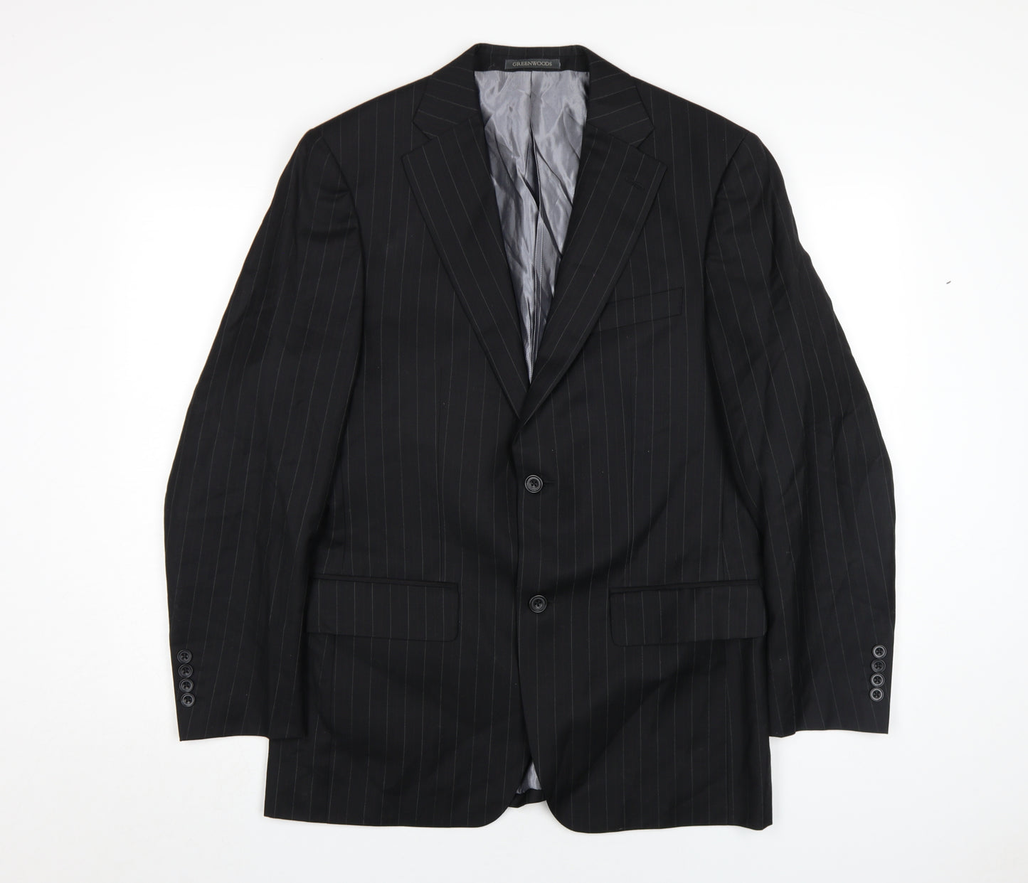 Greenwoods Men's Black Striped Suit Jacket 38R