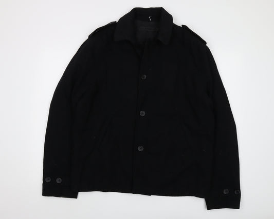 All Saints Men's Black Wool Jacket 2XL Casual