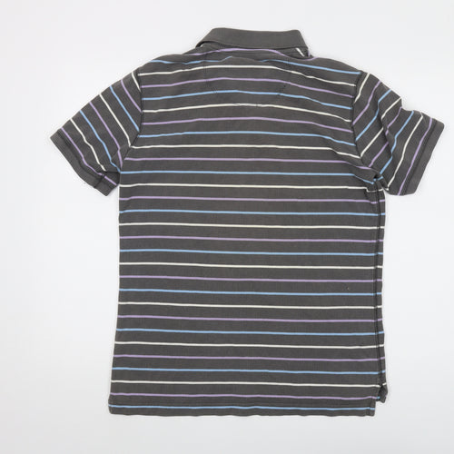 GAP Men's Grey Striped Polo Shirt M Short Sleeve Casual