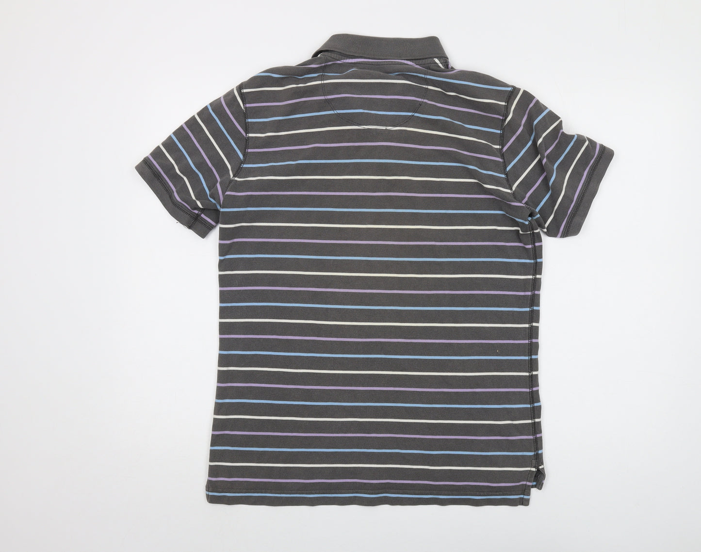 GAP Men's Grey Striped Polo Shirt M Short Sleeve Casual