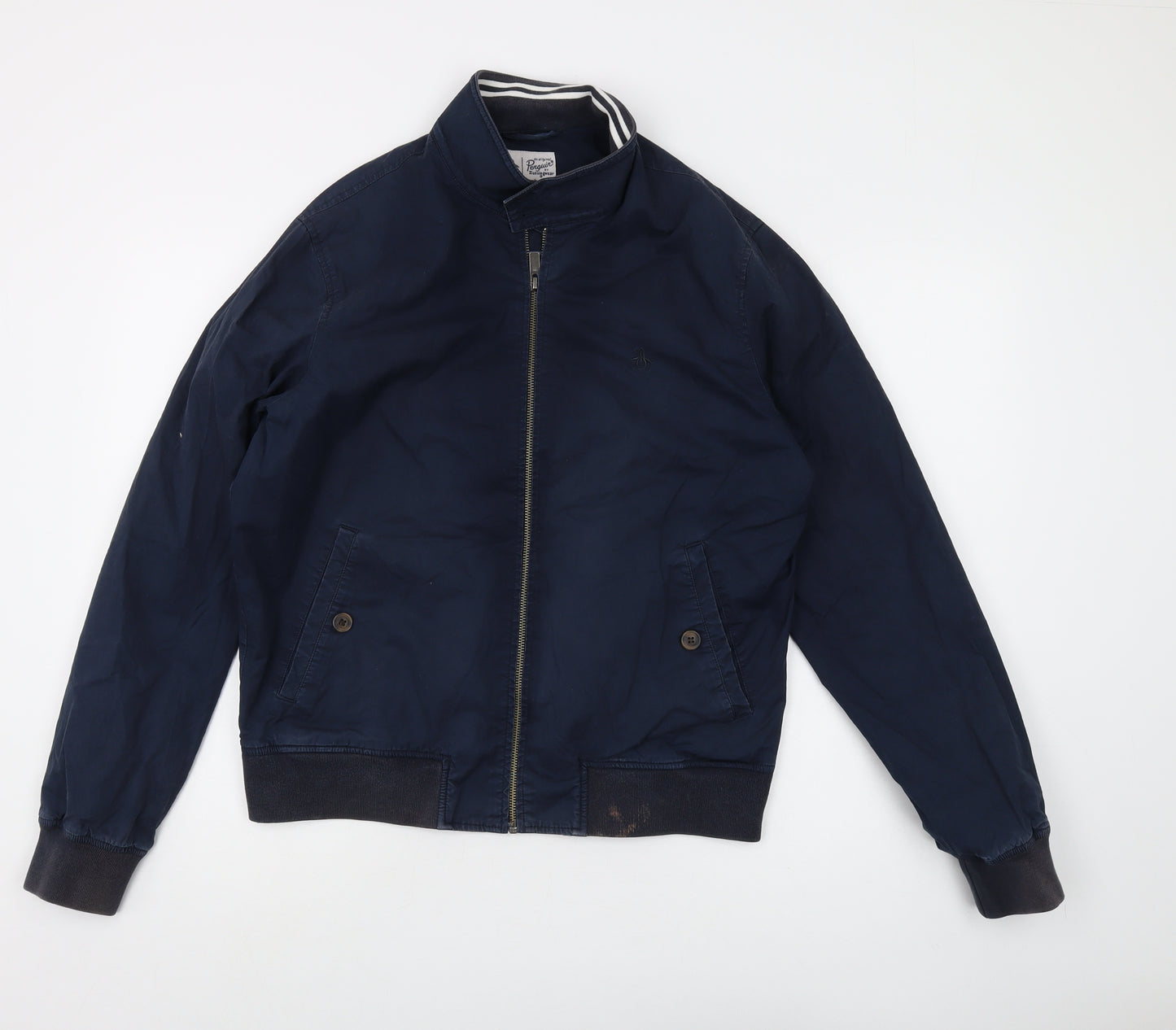 Penguin Men's Blue Bomber Jacket, M, Cotton Blend