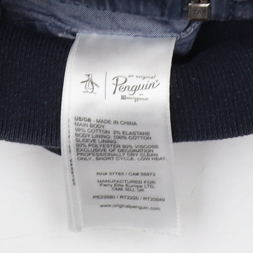 Penguin Men's Blue Bomber Jacket, M, Cotton Blend