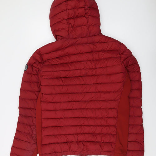 Abercrombie Men's Red Hooded Puffer Jacket Size L