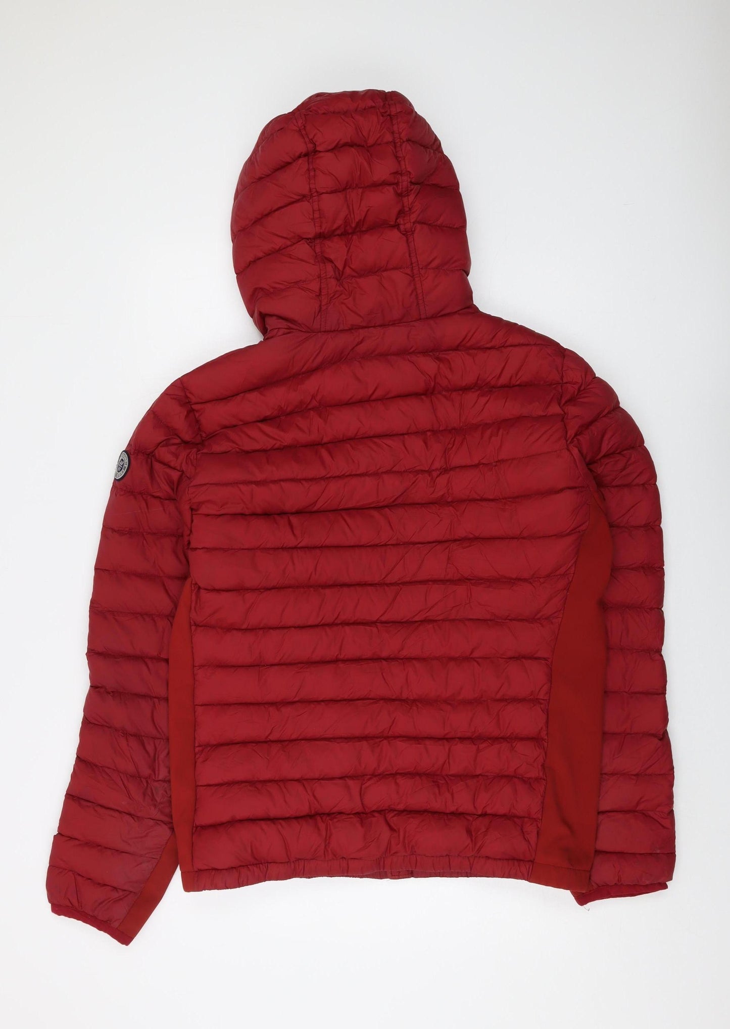 Abercrombie Men's Red Hooded Puffer Jacket Size L