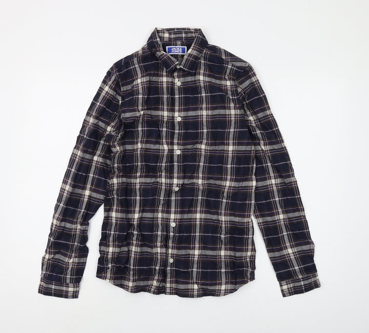 Jack & Jones Boys Blue Plaid Button-Up Shirt 14 Years