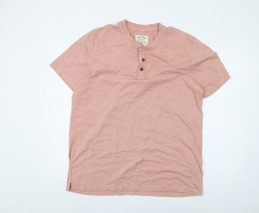 Fat Face Men's Pink Henley T-Shirt XL Regular