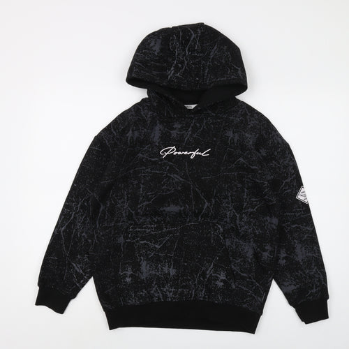 Threadboys Boys Black Graphic Print Pullover Hoodie, 11-12 Years