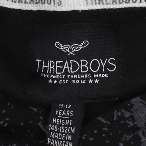 Threadboys Boys Black Graphic Print Pullover Hoodie, 11-12 Years