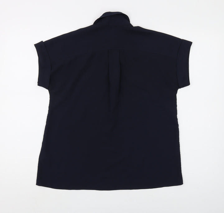 Tommy Hilfiger Women's Blue Collared Blouse Size 2