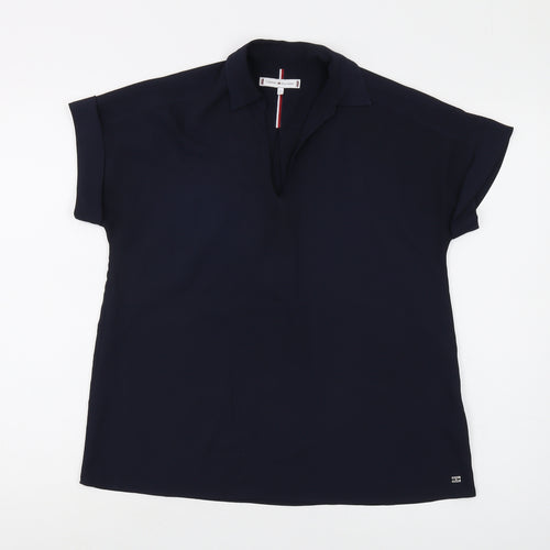 Tommy Hilfiger Women's Blue Collared Blouse Size 2