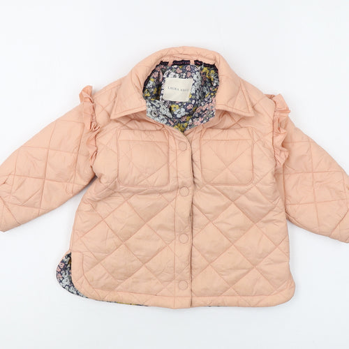 Laura Ashley Unisex Quilted Jacket, Pink, 12-18 Months, Lined