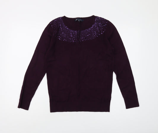 Crew Clothing Women's Purple Sequin Jumper Size 10