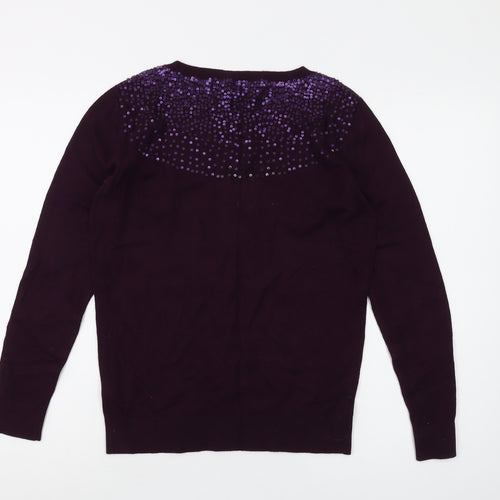 Crew Clothing Women's Purple Sequin Jumper Size 10