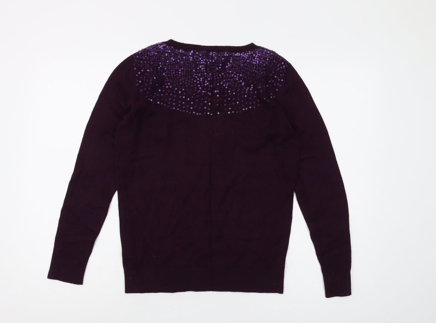 Crew Clothing Women's Purple Sequin Jumper Size 10