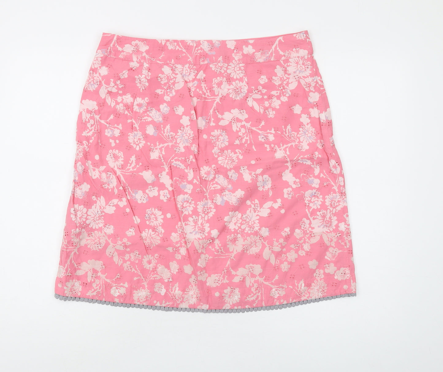 White Stuff Women's Pink Floral Knee-Length Skirt, Size 14