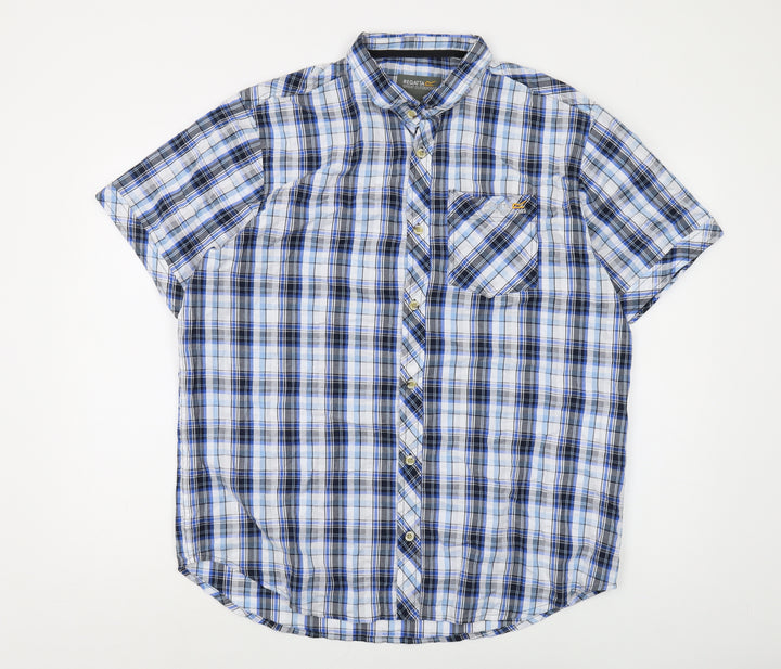 Regatta Men's Blue XL Plaid Short Sleeve Button-Up