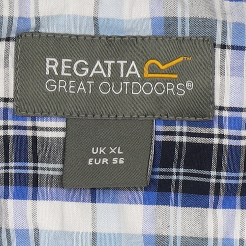 Regatta Men's Blue XL Plaid Short Sleeve Button-Up
