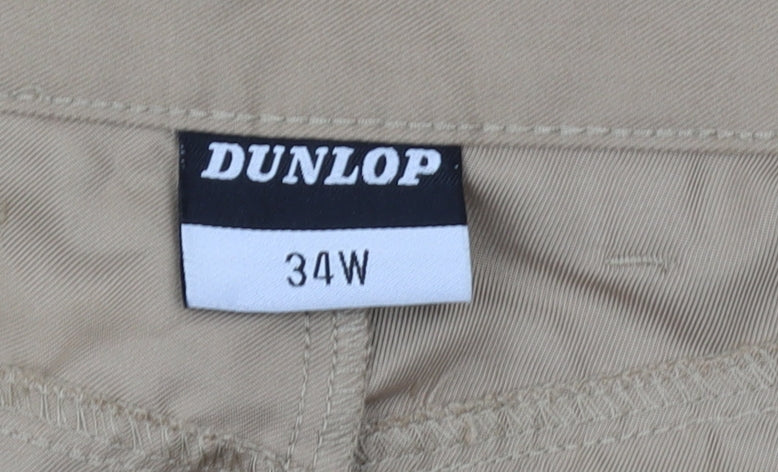 Dunlop Men's Beige Chino Shorts, Regular Fit, 34 Waist