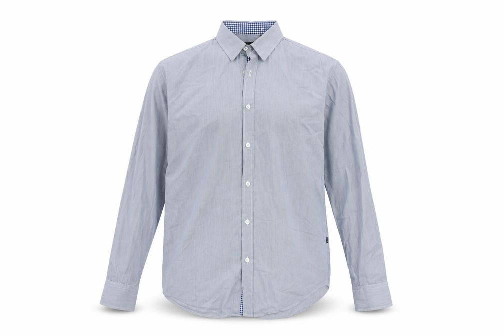 Front view of Hugo Boss Men's Blue XL Slim Fit Striped Shirt