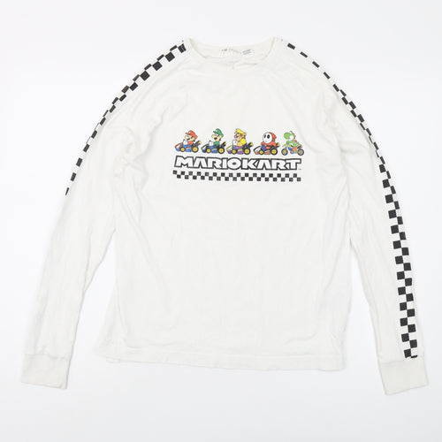 H&M Boys' White Graphic Long Sleeve T-Shirt 12-14Y