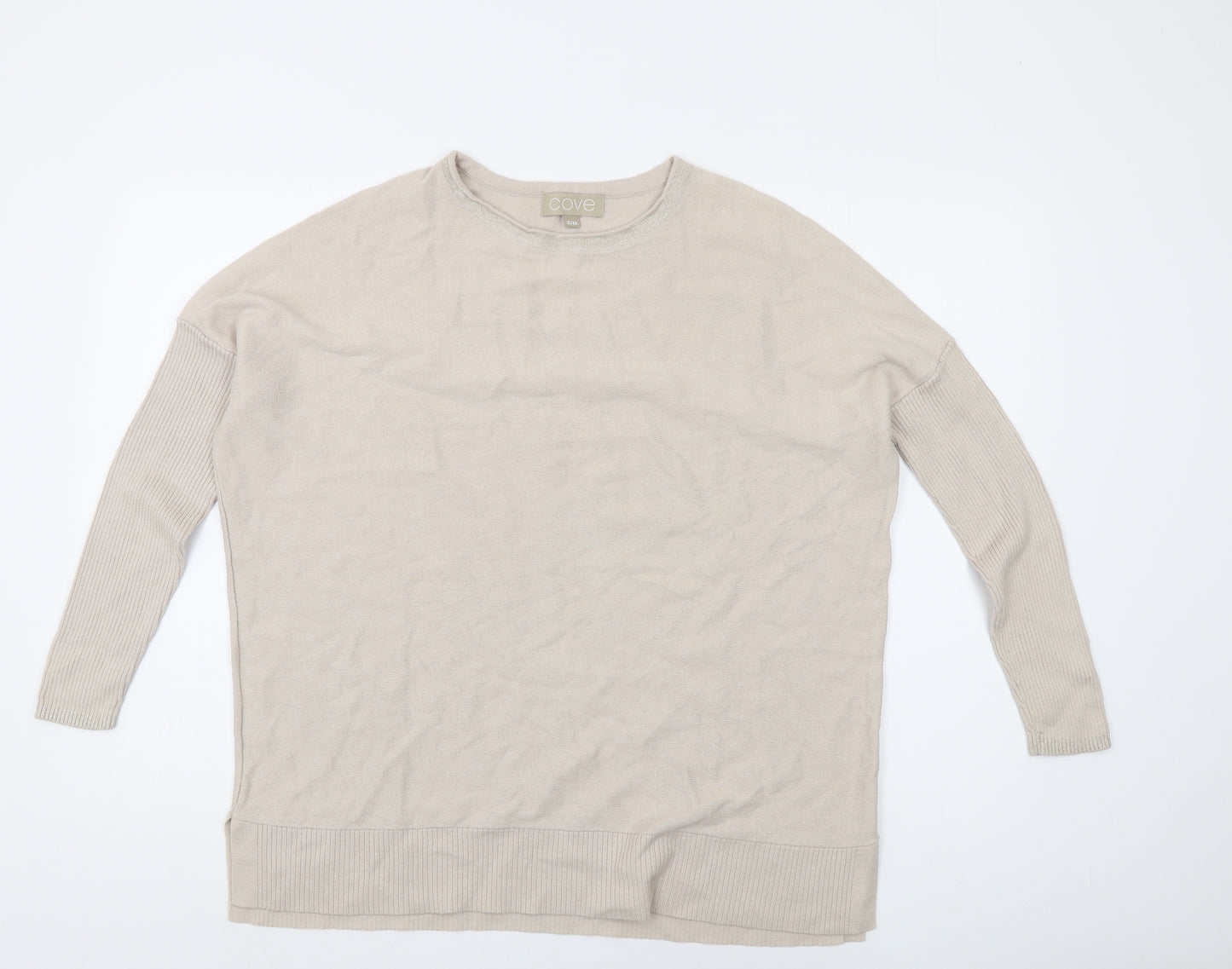 Cove Women's Beige Crew Neck Jumper, Size S, Cotton Cashmere
