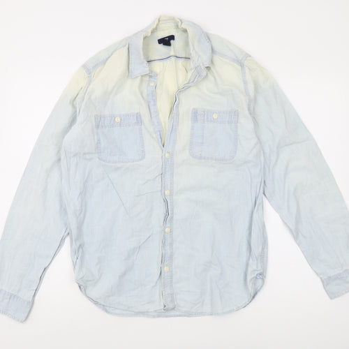 Gap Men's Blue Casual Button-Up Shirt M Long Sleeve
