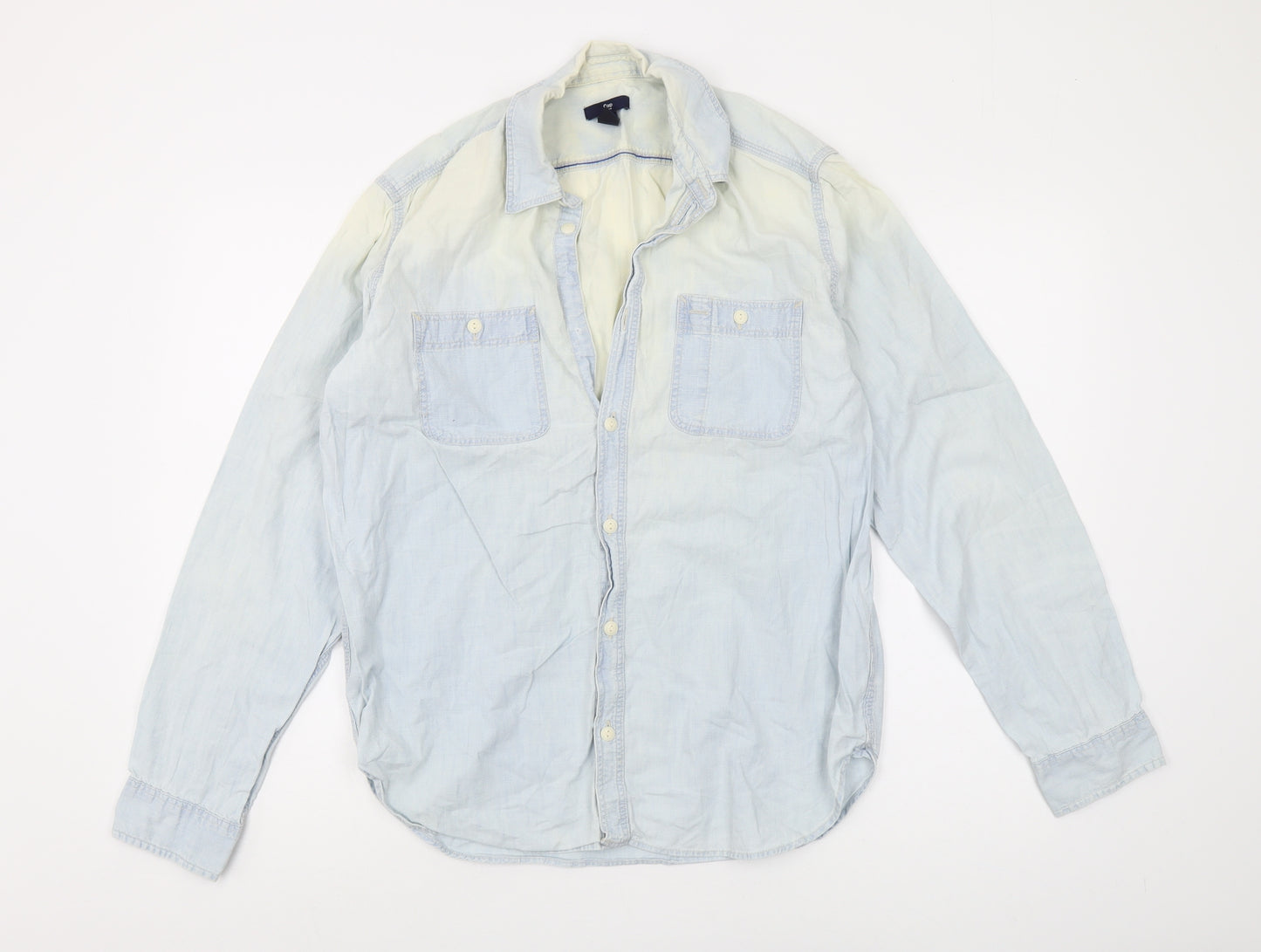 Gap Men's Blue Casual Button-Up Shirt M Long Sleeve