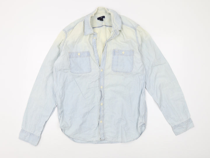 Gap Men's Blue Casual Button-Up Shirt M Long Sleeve