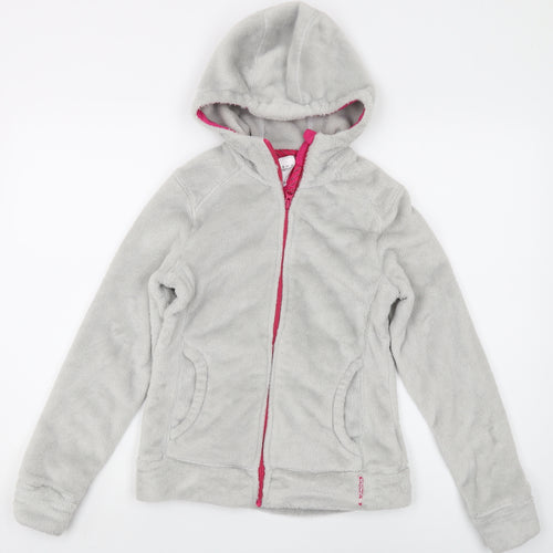 Decathlon Girls Grey Fleece Full Zip Hoodie 14 Years